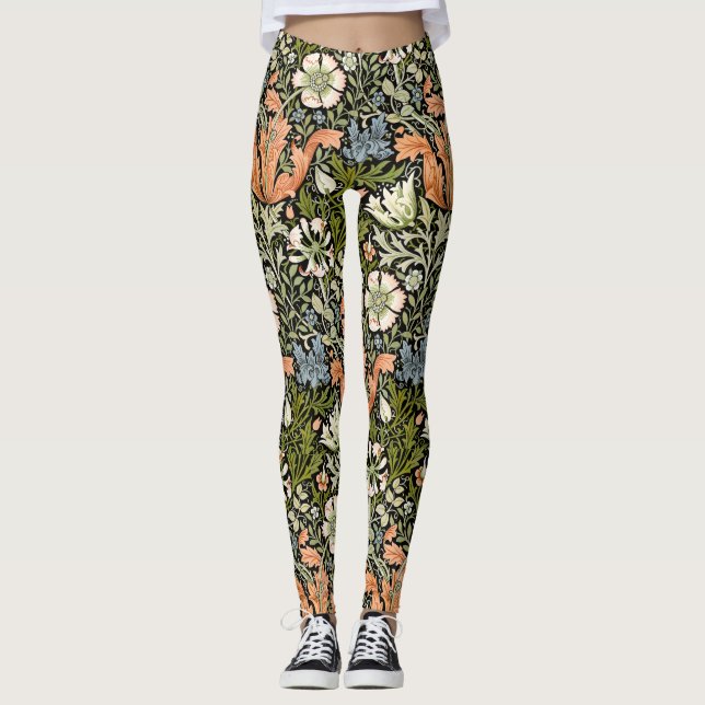 Leggings Morris BlackBackground 1896 Compton Floral Pattern (Devant)