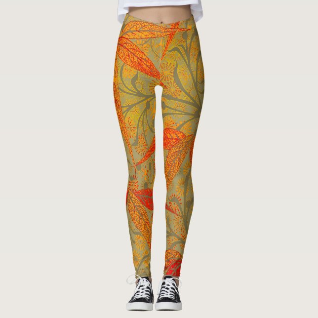 Leggings Morris & Co. motif Bamboo Godwin orange et sauge (Devant)