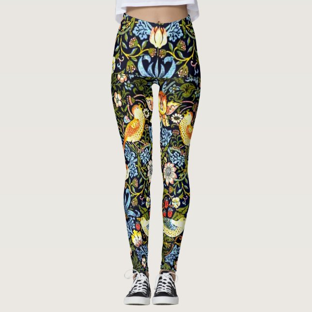 Leggings Morris - Strawberry Thief, célèbre motif, (Devant)