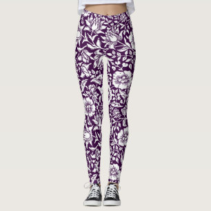 Leggings Morris Vintage violet et blanc motif floral
