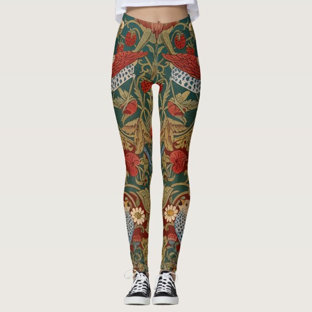 Leggings Morris Voleur de Fraises Vert Turquoise Rouge Art  (Devant)