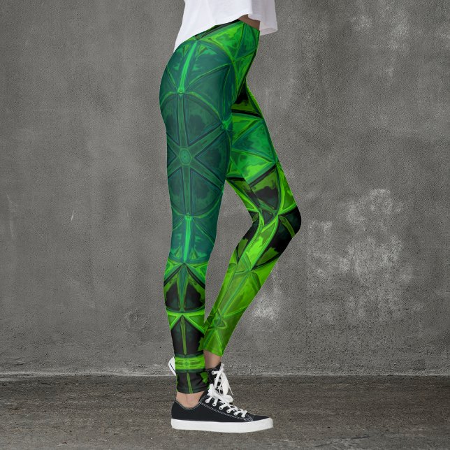 Leggings Mosaic Kaleidoscope Vert Fleur (Créateur téléchargé)