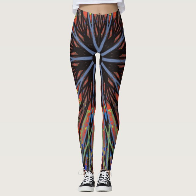 Leggings Mosaic Mandala bleu et violet (Devant)