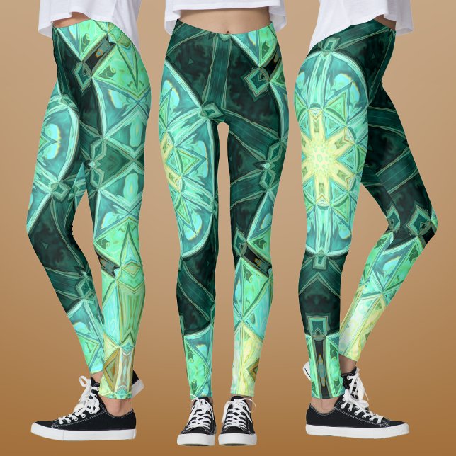 Leggings Mosaic Mandala Turquoise et jaune (Créateur téléchargé)