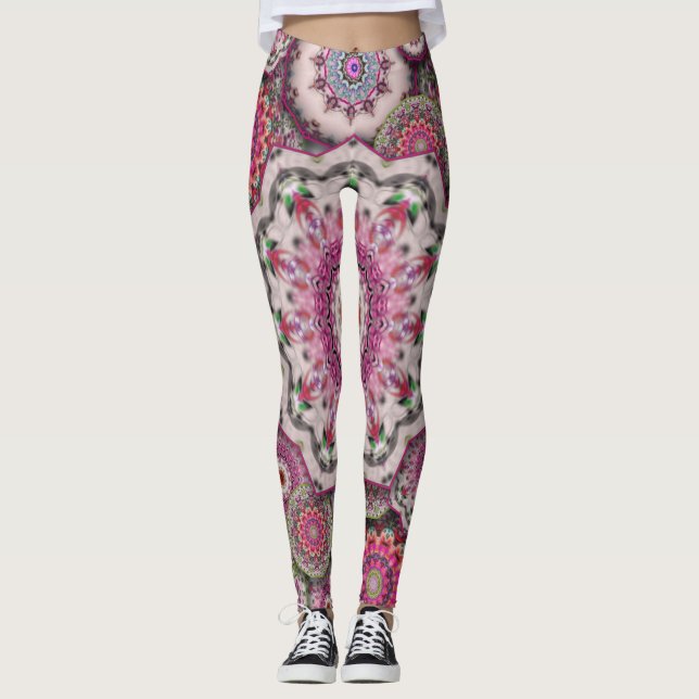 Leggings mosaïque damas perse fleurs mandala chic élégant (Devant)