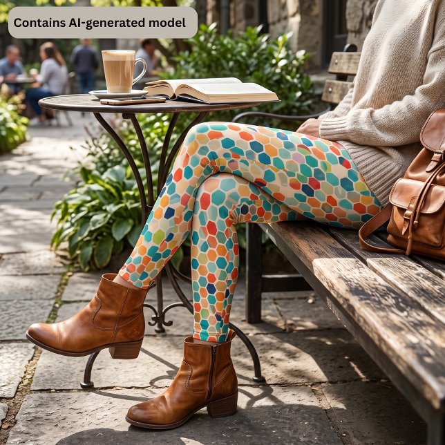 Leggings Mosaïque hexagonale colorée (Créateur téléchargé)