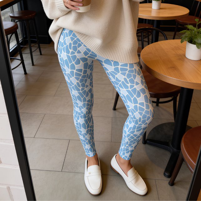 Leggings Mosaïque imprimée girafe bleu clair (Créateur téléchargé)