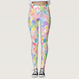 Leggings Mosaïque printanière colorée Pastel
