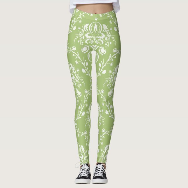 Leggings Moss Green Damask (Devant)