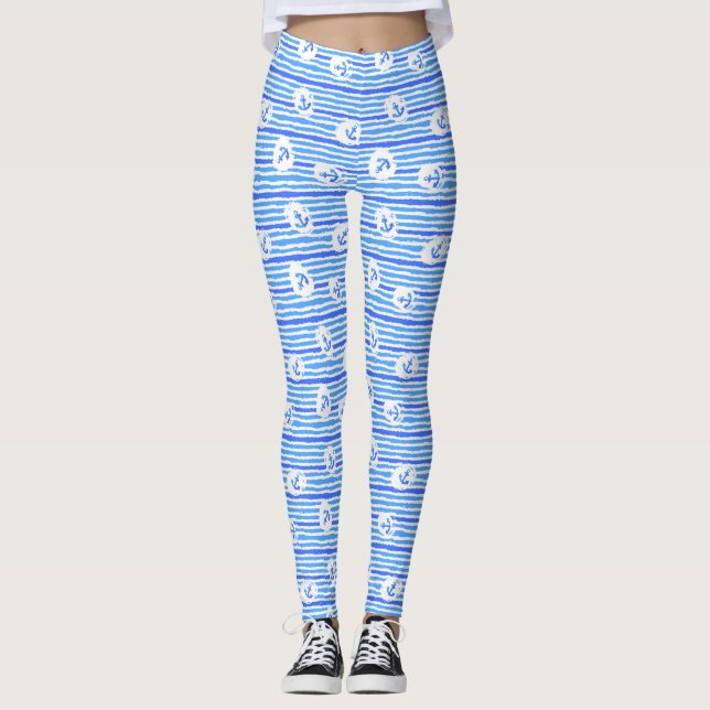 Leggings Motif 1 d'Ancre d'aquarelle (Devant)
