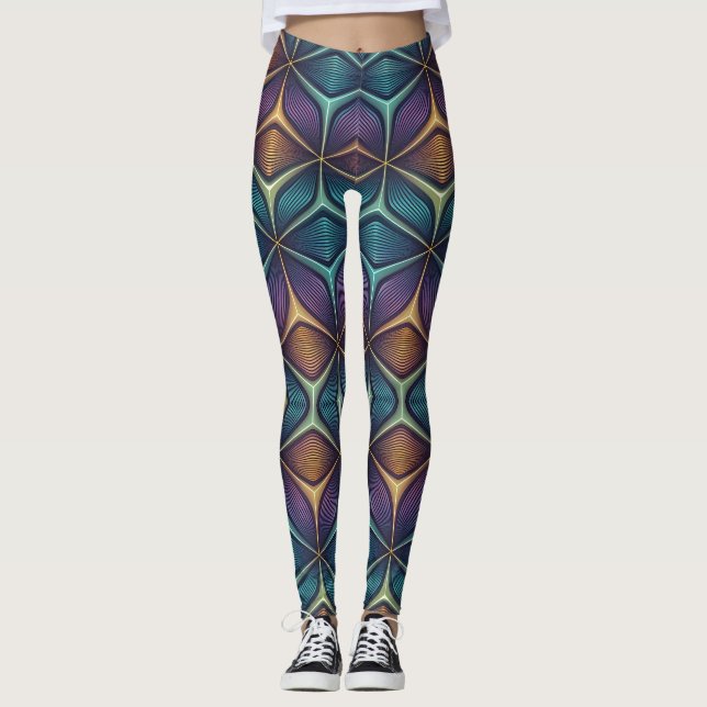 Leggings Motif 3D holographique en mutation | Sans couture (Devant)