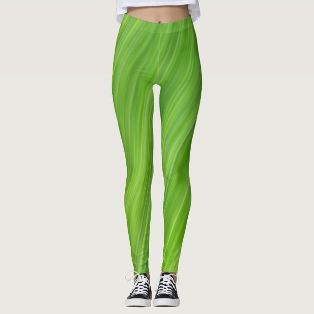 Leggings Motif à bandes vertes (Devant)