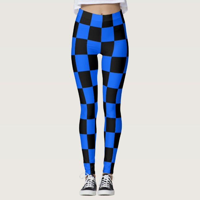Leggings Motif à carreaux bleu noir (Devant)