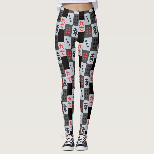 Leggings Motif à carreaux de Mahjong (Devant)
