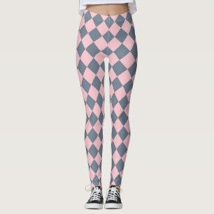 Leggings Motif à carreaux diamant gris rose