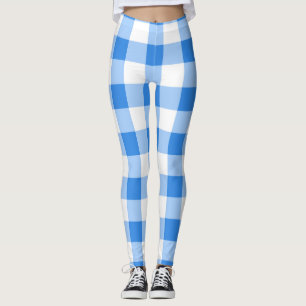 Leggings Motif à carreaux gingham bleu et blanc