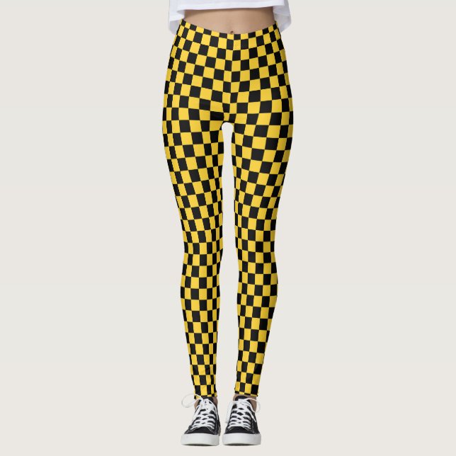 Leggings Motif à carreaux noir et or (Devant)
