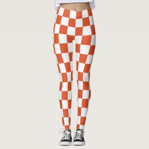 Leggings Motif à carreaux orange et blanc
