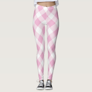 Leggings Motif à carreaux rose et blanc pour adolescente 