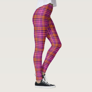Leggings Motif à carreaux Tartan Rose Violet Orange