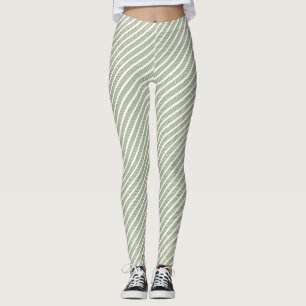 Leggings Motif à cinq bandes vert et blanc olive