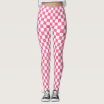 Leggings Motif À damiers chèque rose blanc<br><div class="desc">Chèque rose et blanc À damiers conception Motif Carré géométrique</div>