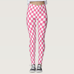 Leggings Motif À damiers chèque rose blanc