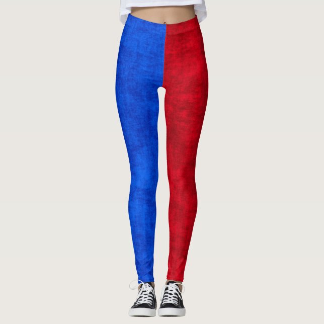 Leggings Motif à deux tons bleu et rouge (Devant)