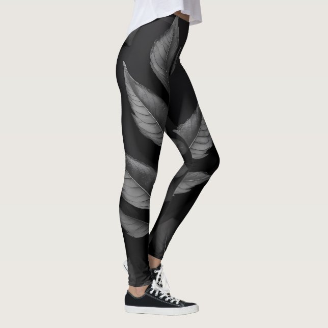Leggings Motif à feuille noire (Droite)