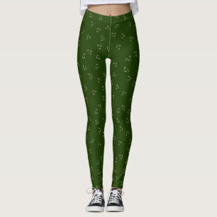 Leggings Motif à feuilles grasses vert foncé