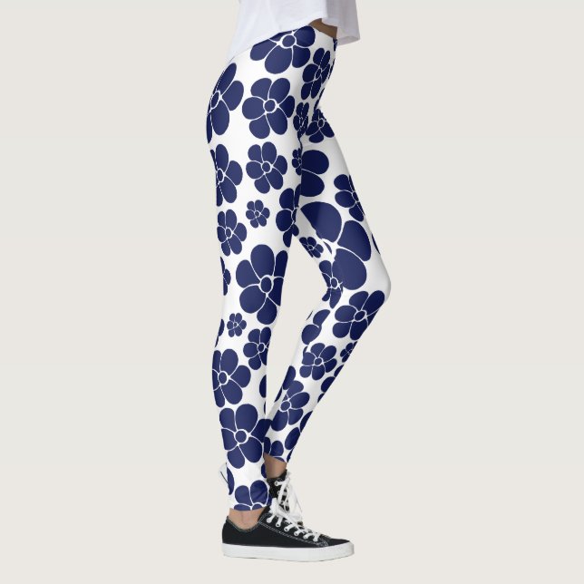 Leggings Motif à fleurs - Bleu et Blanc (Droite)