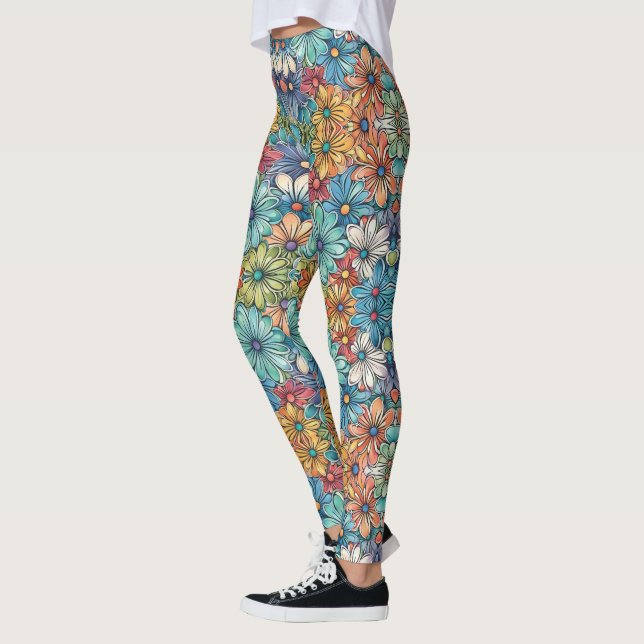 Leggings Motif à fleurs bleues (Gauche)