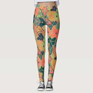 Leggings Motif à fleurs coloré rétro