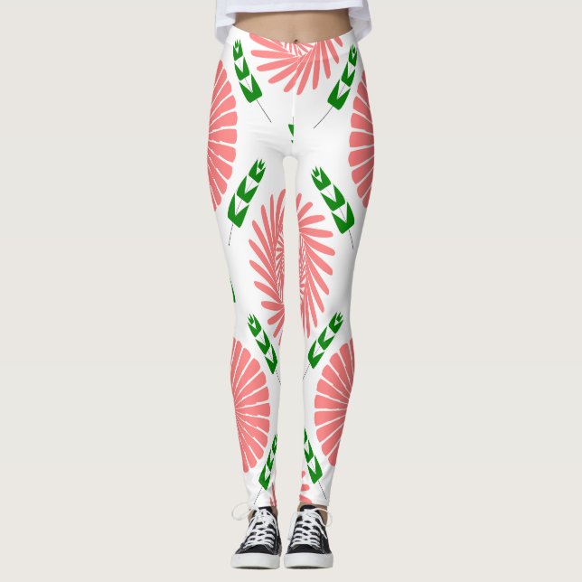 Leggings  motif à fleurs roses  (Devant)