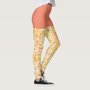 Leggings Motif à gouttes verticales orange et jaune Dusty