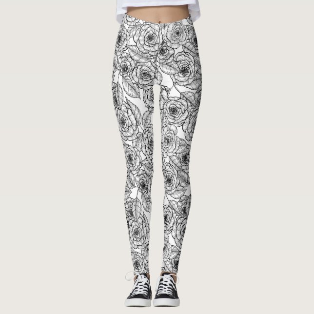 Leggings motif à main rose (Devant)