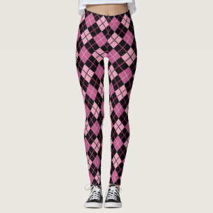 Leggings Motif à motifs de losanges dans le noir et le ros