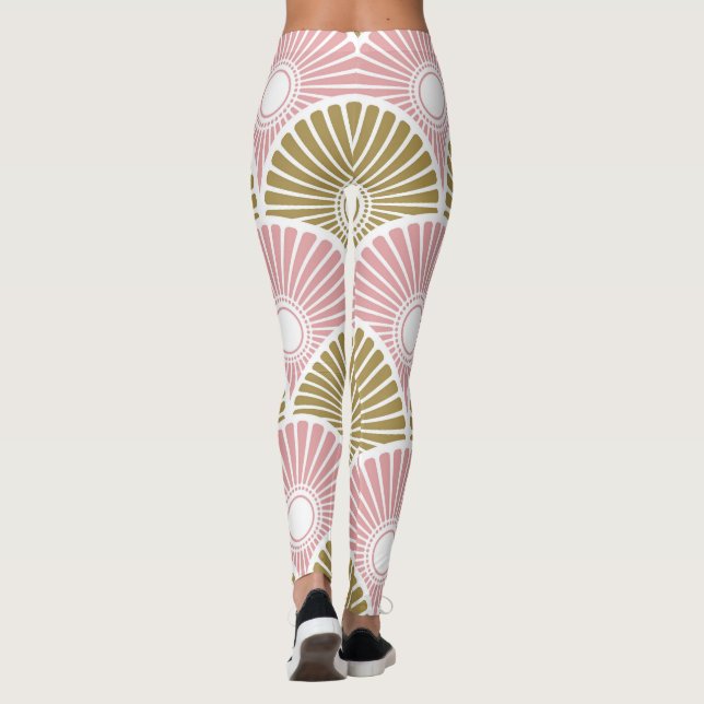 Leggings Motif à ondes en laiton et en demi-cercle rose (Dos)