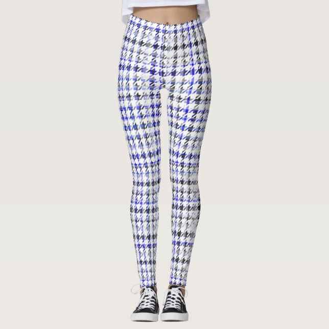 Leggings Motif à plaid noir et blanc Houndstooth (Devant)