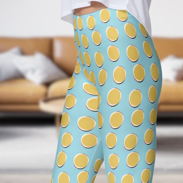 Leggings Motif à points bleu et jaune doré élégant (Stylish Blue and Golden Yellow Polka Dot Pattern Leggings)