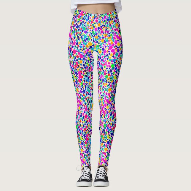 Leggings Motif à points de couleur arc-en-ciel abstrait aqu (Devant)
