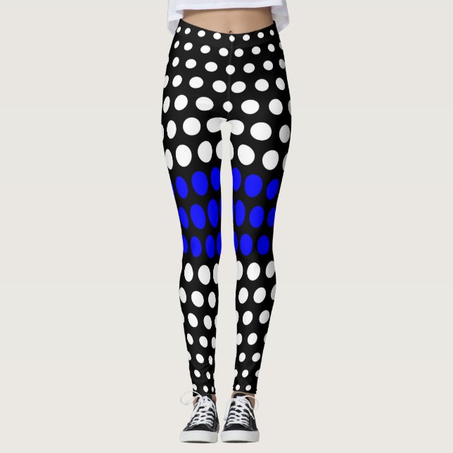 Leggings Motif à points Polka bleu et blanc (Devant)