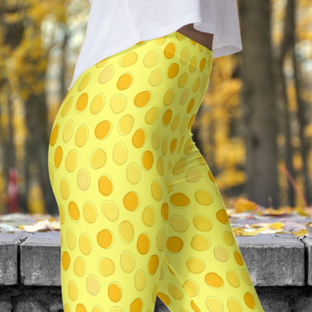 Leggings Motif à points polka citron jaune et lazer élégant (Yellows on Lazer Lemon Yellow Leggings)