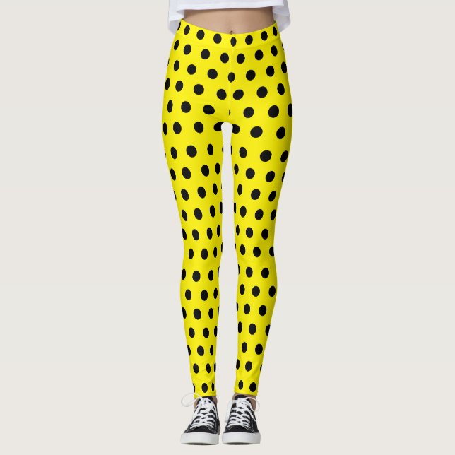 Leggings motif à points Polka jaune mignonne Ladybug (Devant)