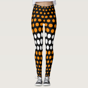 Leggings Motif à points Polka orange et blanc