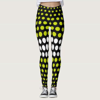 Leggings Motif à points Polka vert et blanc