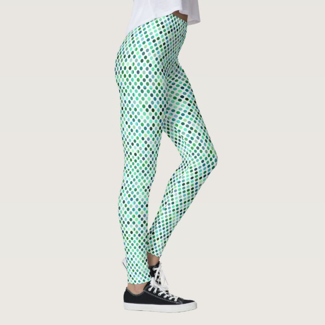 Leggings Motif à points Polka vert et bleu (Droite)