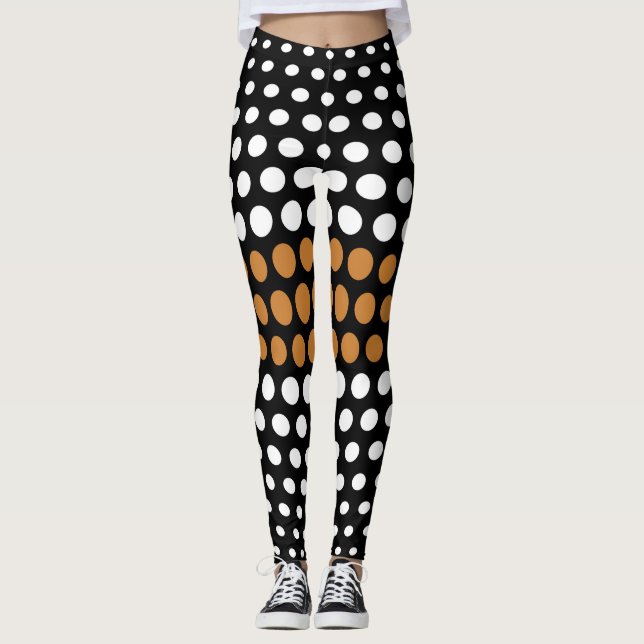 Leggings Motif à pois blanc et bronze (Devant)