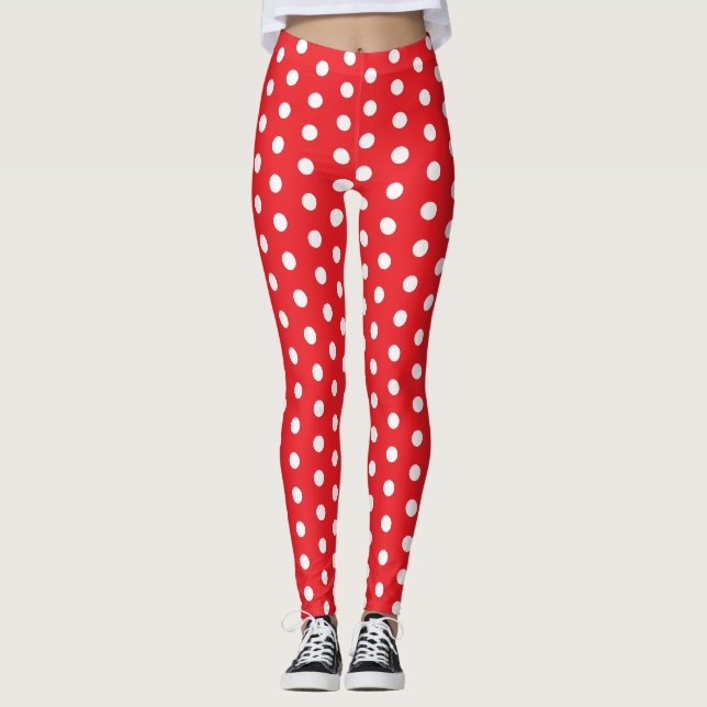 Leggings Motif à pois blancs et rouges (Devant)