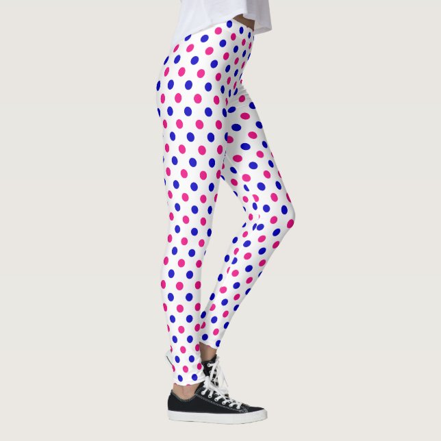 Leggings Motif à pois bleu et rose blanc (Droite)